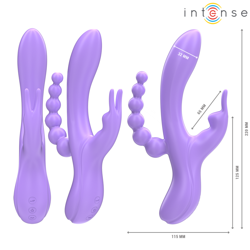 INTENSE - MIKO TRIPLE VIBRATOR RABBIT STIMULATOR ANAL 7 VIBRATIONS PURPLE 3 INTENSE - MIKO TRIPLE VIBRATOR RABBIT STIMULATOR ANAL 7 VIBRATIONS PURPLE - obrazek 3