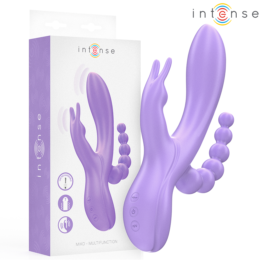 INTENSE - MIKO TRIPLE VIBRATOR RABBIT STIMULATOR ANAL 7 VIBRATIONS PURPLE 1 INTENSE - MIKO TRIPLE VIBRATOR RABBIT STIMULATOR ANAL 7 VIBRATIONS PURPLE