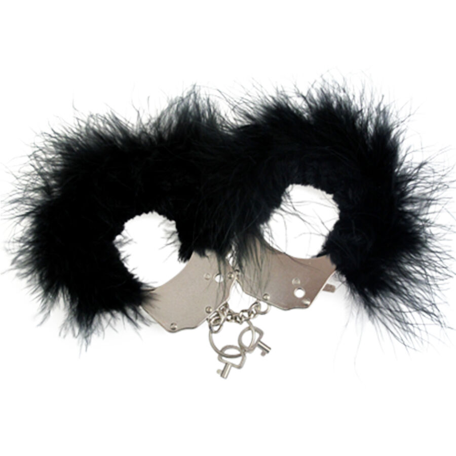 ADRIEN LASTIC - METAL HANDCUFFS WITH BLACK FEATHERS 2 ADRIEN LASTIC - METAL HANDCUFFS WITH BLACK FEATHERS - obrazek 2