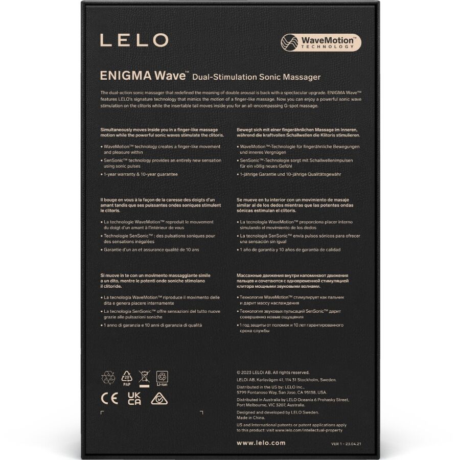 LELO - ENIGMA WAVE TRIPLE VIBRATION MASSAGER BLACK 5 LELO - ENIGMA WAVE TRIPLE VIBRATION MASSAGER BLACK - obrazek 5