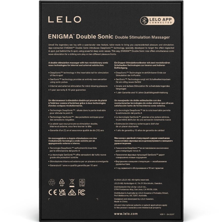 LELO - ENIGMA DOUBLE SONIC VIBRATOR POINT G BLACK 5 LELO - ENIGMA DOUBLE SONIC VIBRATOR POINT G BLACK - obrazek 5