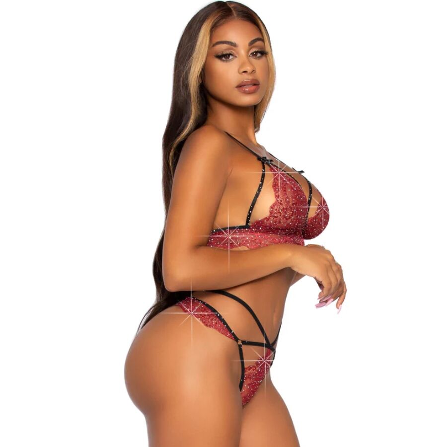 LEG AVENUE - 81623 BRA + THONG SET BURGUNDY SIZE S 2 LEG AVENUE - 81623 BRA + THONG SET BURGUNDY SIZE S - obrazek 2