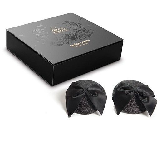 BIJOUX - BURLESQUE SHINY NIPPLE COVERS WITH BOW 5 BIJOUX - BURLESQUE SHINY NIPPLE COVERS WITH BOW - obrazek 5