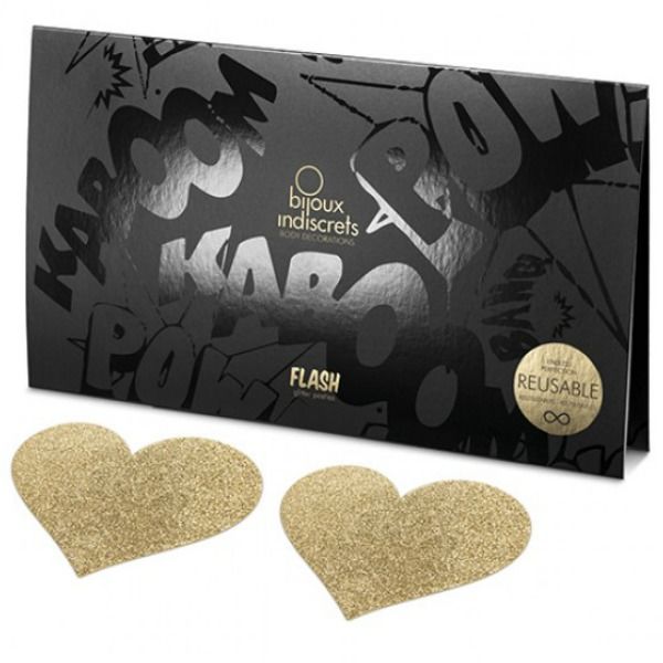BIJOUX - INDISCRETS FLASH GOLDEN HEART NIPPLE COVERS 4 BIJOUX - INDISCRETS FLASH GOLDEN HEART NIPPLE COVERS - obrazek 4