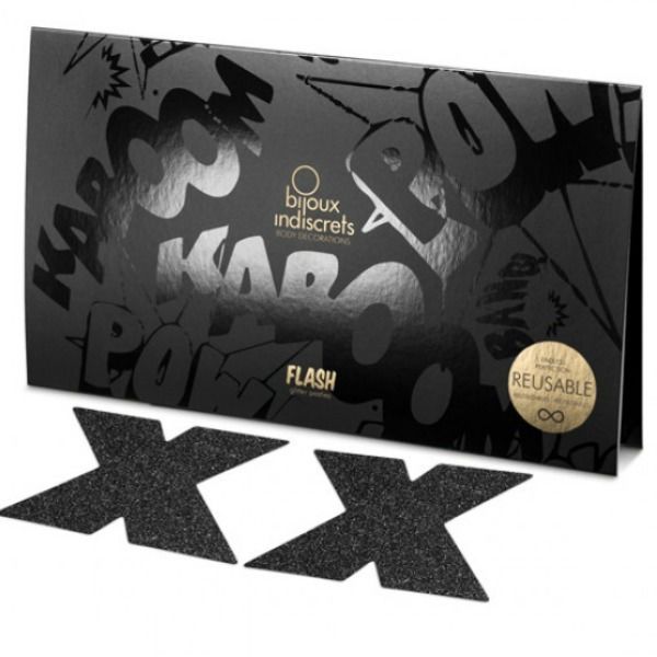 BIJOUX - INDISCRETS FLASH CROSS BLACK NIPPLE CAPS 3 BIJOUX - INDISCRETS FLASH CROSS BLACK NIPPLE CAPS - obrazek 3