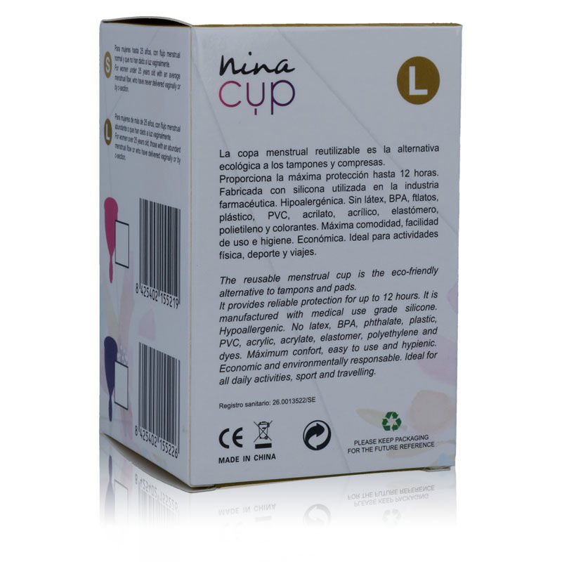 NINA KIKÍ - MENSTRUAL CUP PINK - SIZE L 5 NINA KIKÍ - MENSTRUAL CUP PINK - SIZE L - obrazek 5