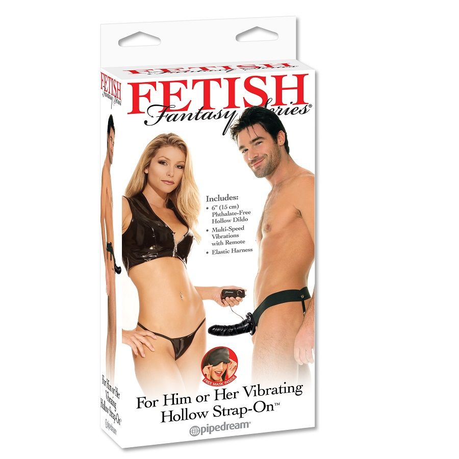 FETISH FANTASY SERIES - VIBRATING HOLLOW STRAP-ON FOR HER OR HIM BLACK 2 FETISH FANTASY SERIES - VIBRATING HOLLOW STRAP-ON FOR HER OR HIM BLACK - obrazek 2