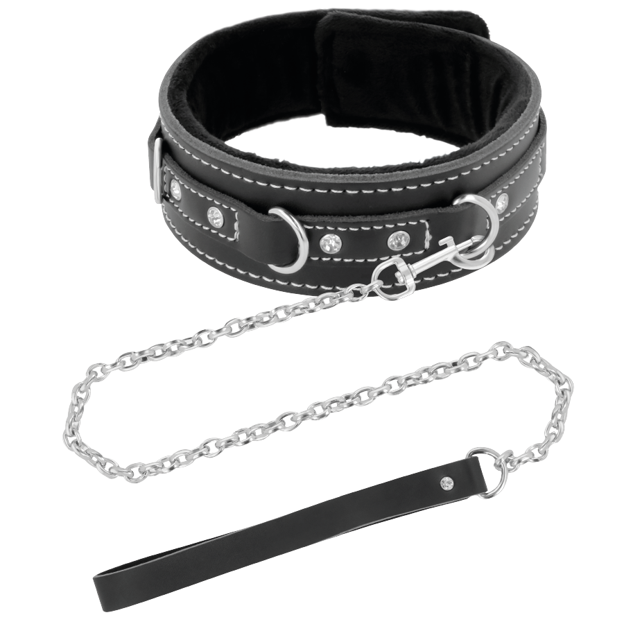 DARKNESS - HIGH QUALITY LEATHER NECKLACE WITH LEASH 2 DARKNESS - HIGH QUALITY LEATHER NECKLACE WITH LEASH - obrazek 2