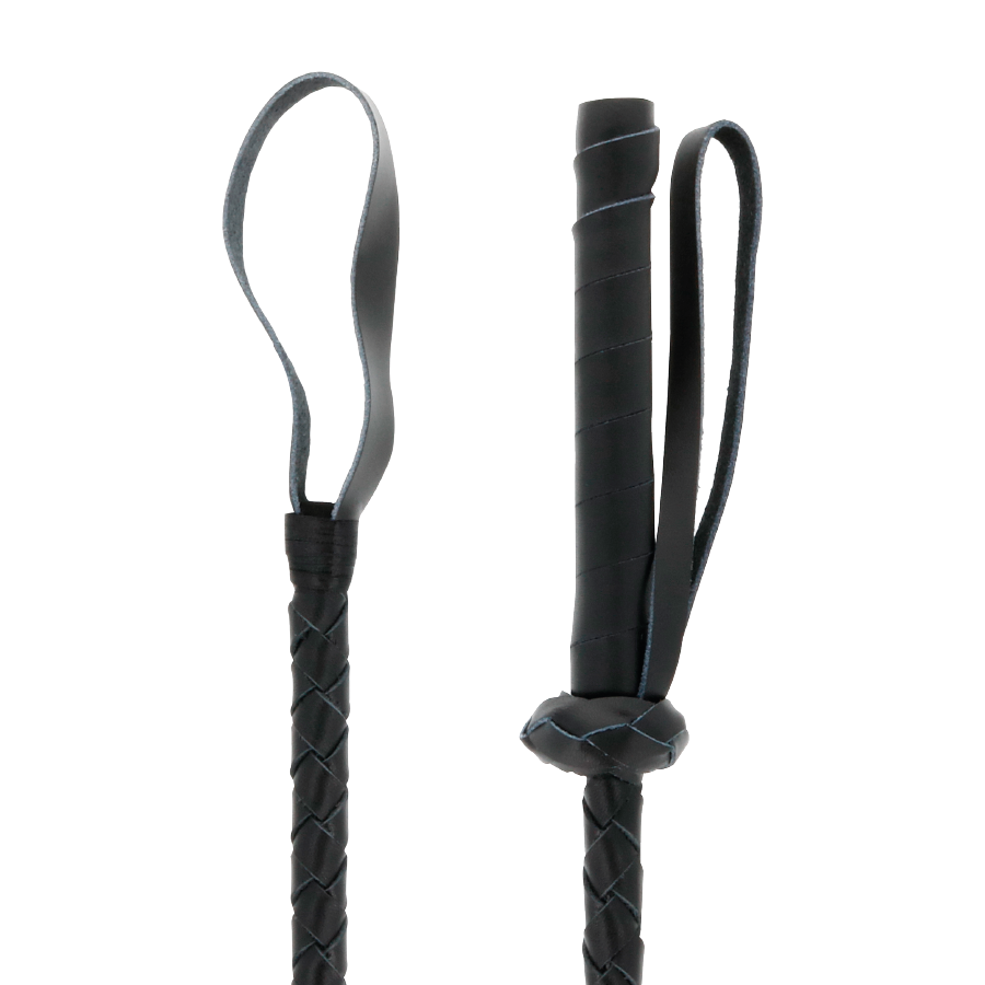 DARKNESS - LEATHER FETISH BDSM WHIP 60CM 2 DARKNESS - LEATHER FETISH BDSM WHIP 60CM - obrazek 2
