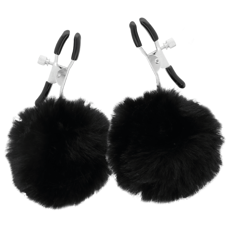 DARKNESS - NIPPLE CLAMPS WITH POM POMS 1 3 DARKNESS - NIPPLE CLAMPS WITH POM POMS 1 - obrazek 3