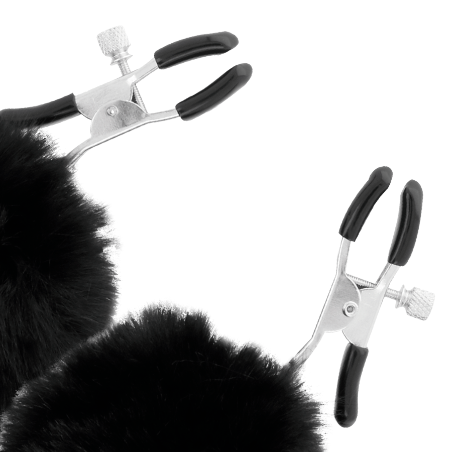 DARKNESS - NIPPLE CLAMPS WITH POM POMS 1 2 DARKNESS - NIPPLE CLAMPS WITH POM POMS 1 - obrazek 2