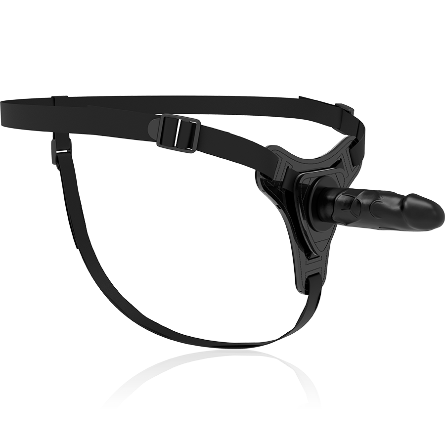 FETISH SUBMISSIVE HARNESS - REALISTIC BLACK SILICONE 15 CM 4 FETISH SUBMISSIVE HARNESS - REALISTIC BLACK SILICONE 15 CM - obrazek 4