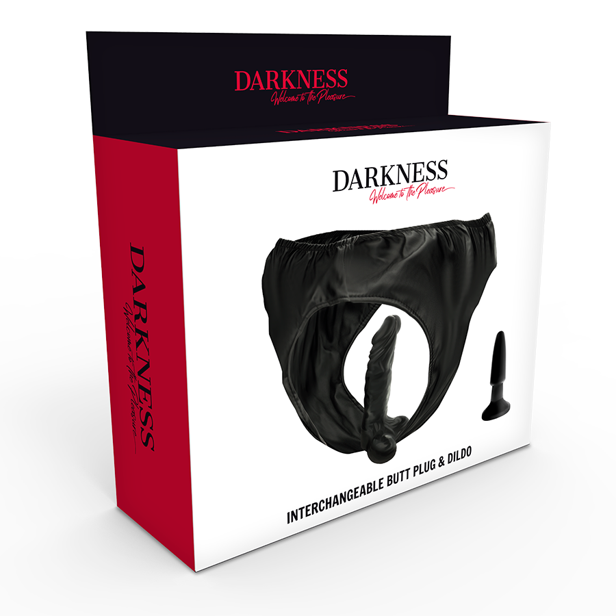 DARKNESS - PANTIES WITH PLUG AND INTERCHANGEABLE DILDO 4 DARKNESS - PANTIES WITH PLUG AND INTERCHANGEABLE DILDO - obrazek 4