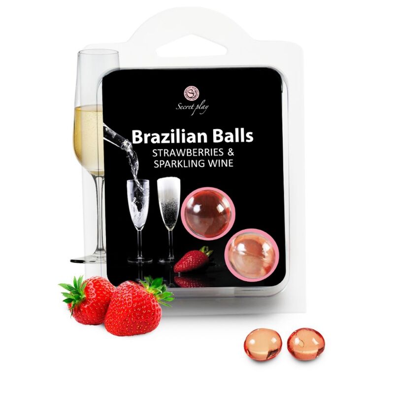 SECRETPLAY - STRAWBERRY AND CHAMPAGNE BRAZILIAN BALLS SET 2 SECRETPLAY - STRAWBERRY AND CHAMPAGNE BRAZILIAN BALLS SET - obrazek 2