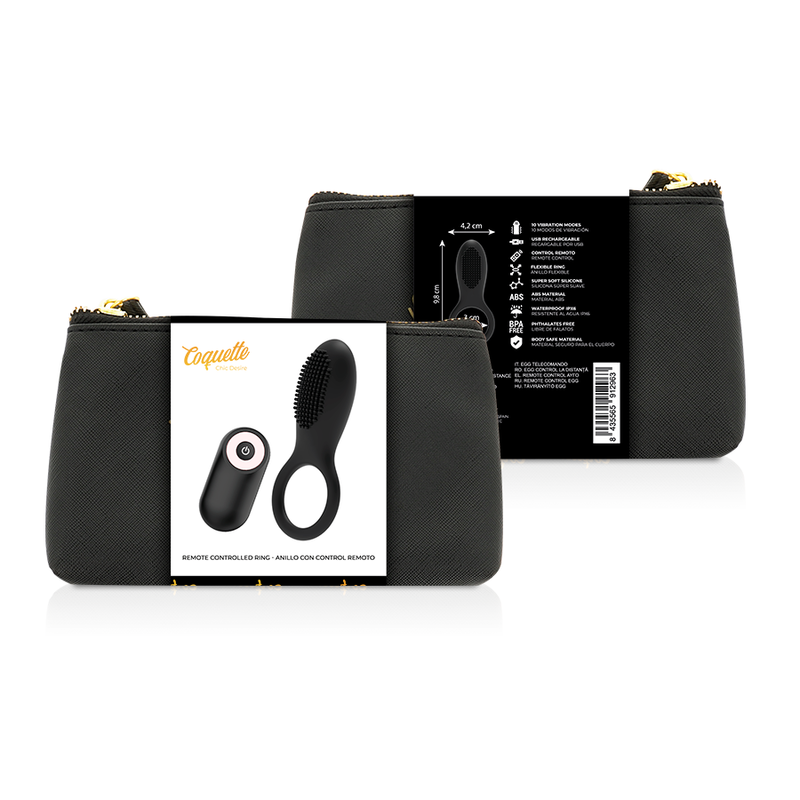 COQUETTE CHIC DESIRE - COCK RING REMOTE CONTROL RECHARGEABLE BLACK/ GOLD 2 COQUETTE CHIC DESIRE - COCK RING REMOTE CONTROL RECHARGEABLE BLACK/ GOLD - obrazek 2