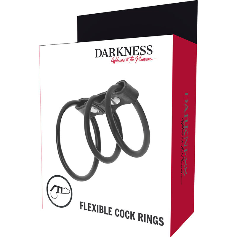 DARKNESS - SET OF 3 FLEXIBLE PENIS RINGS 4 DARKNESS - SET OF 3 FLEXIBLE PENIS RINGS - obrazek 4