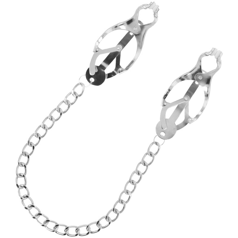 DARKNESS - METAL NIPPLE CLAMP WITH CHAIN 2 DARKNESS - METAL NIPPLE CLAMP WITH CHAIN - obrazek 2