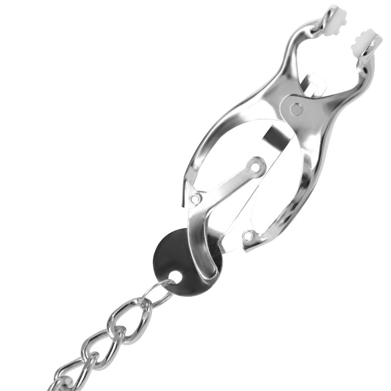 DARKNESS - METAL NIPPLE CLAMP WITH CHAIN 4 DARKNESS - METAL NIPPLE CLAMP WITH CHAIN - obrazek 4