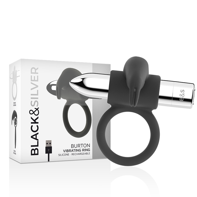 BLACKSILVER - BURTON RECHARGEABLE RING 10 VIBRATION MODES 2 BLACKSILVER - BURTON RECHARGEABLE RING 10 VIBRATION MODES - obrazek 2