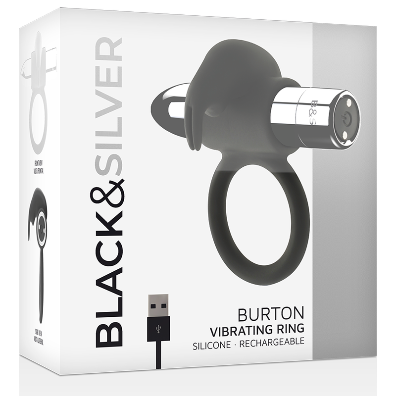 BLACKSILVER - BURTON RECHARGEABLE RING 10 VIBRATION MODES 3 BLACKSILVER - BURTON RECHARGEABLE RING 10 VIBRATION MODES - obrazek 3