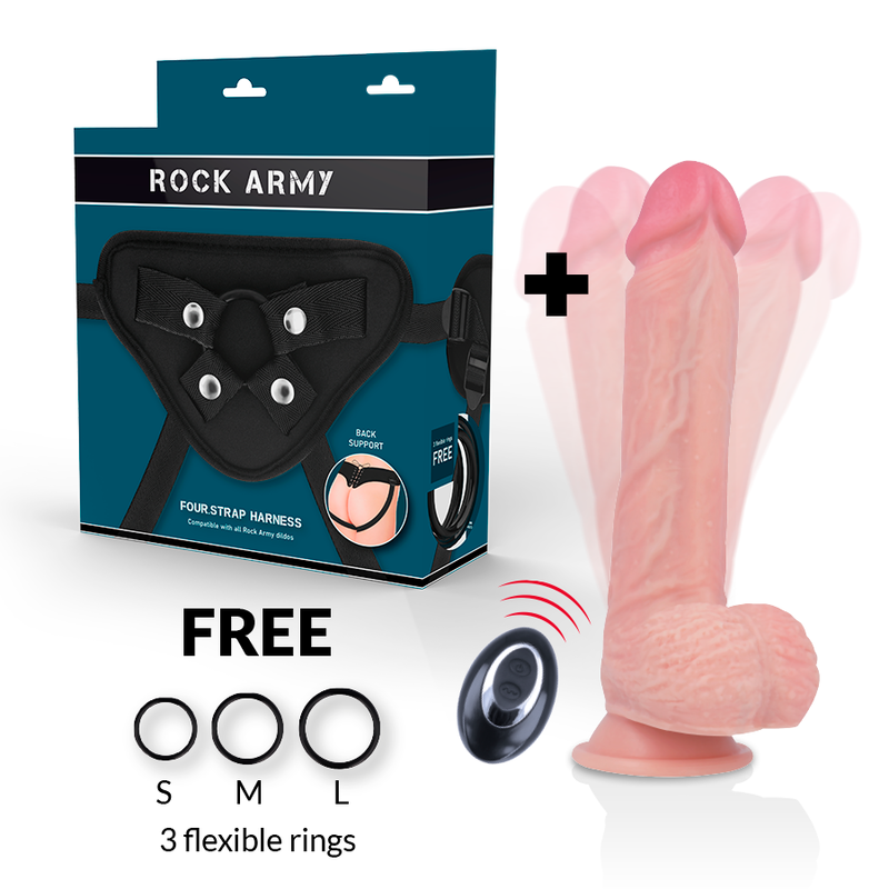 ROCKARMY - HARNESS + LIQUID SILICONE VIBRATOR PREMIUM APACHE REMOTE CONTROL 20.5 CM -O- 4.62 CM 2 ROCKARMY - HARNESS + LIQUID SILICONE VIBRATOR PREMIUM APACHE REMOTE CONTROL 20.5 CM -O- 4.62 CM - obrazek 2